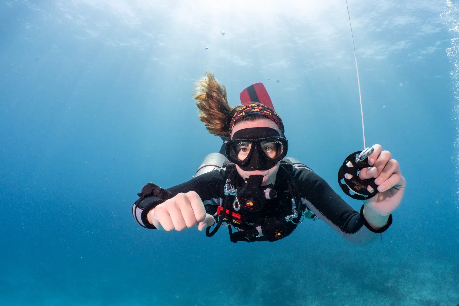 Technical diver in open water